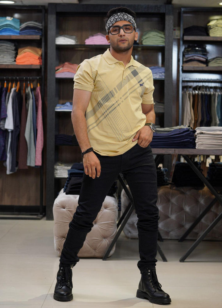 Sanaulla Exclusive Range Cotton Polo for Men - D-6102 Fawn