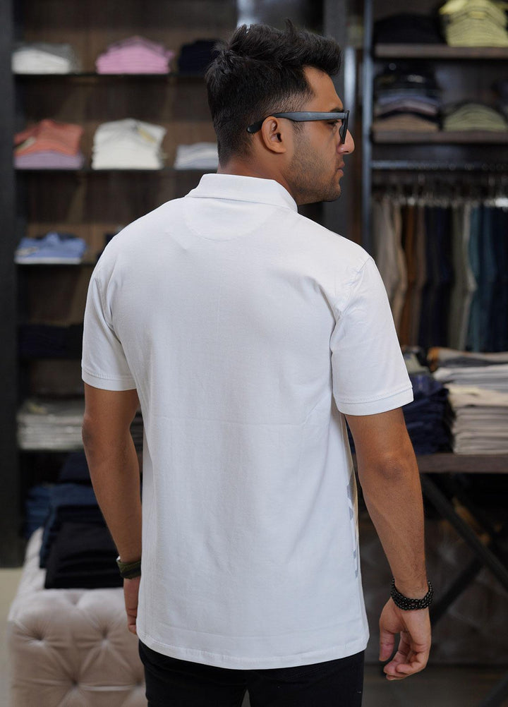 Sanaulla Exclusive Range Cotton Polo for Men - D-6102 White