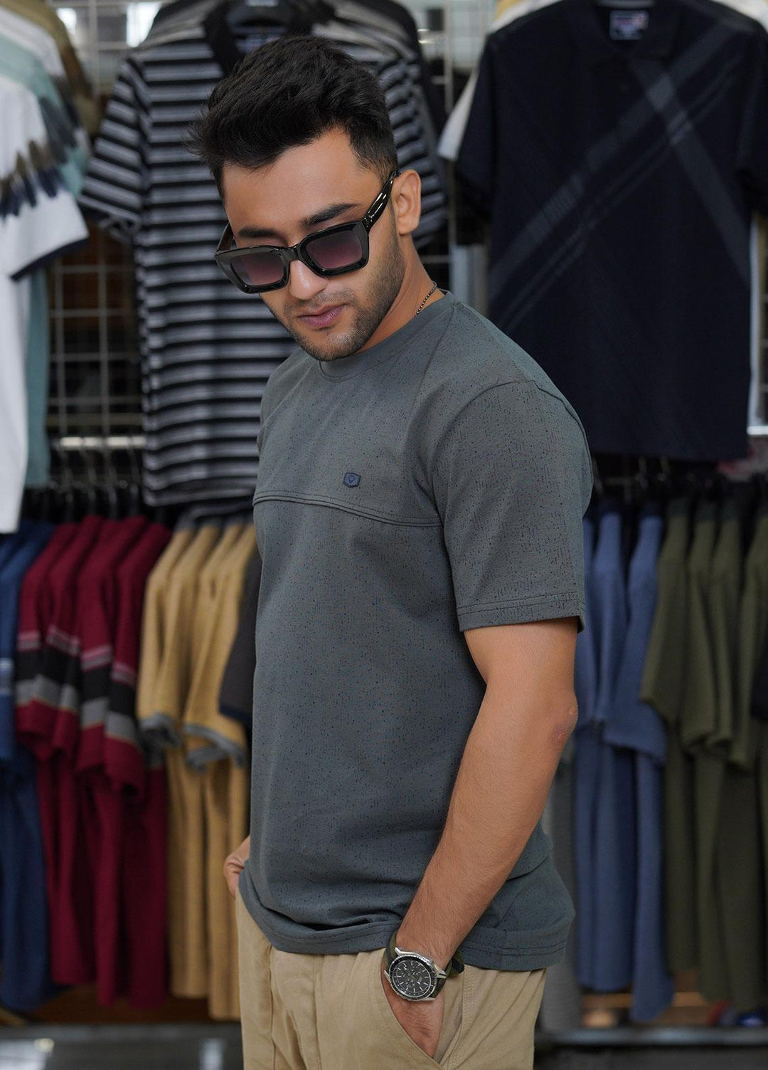 Sanaulla Exclusive Range Cotton Polo for Men - D-6107 Grey