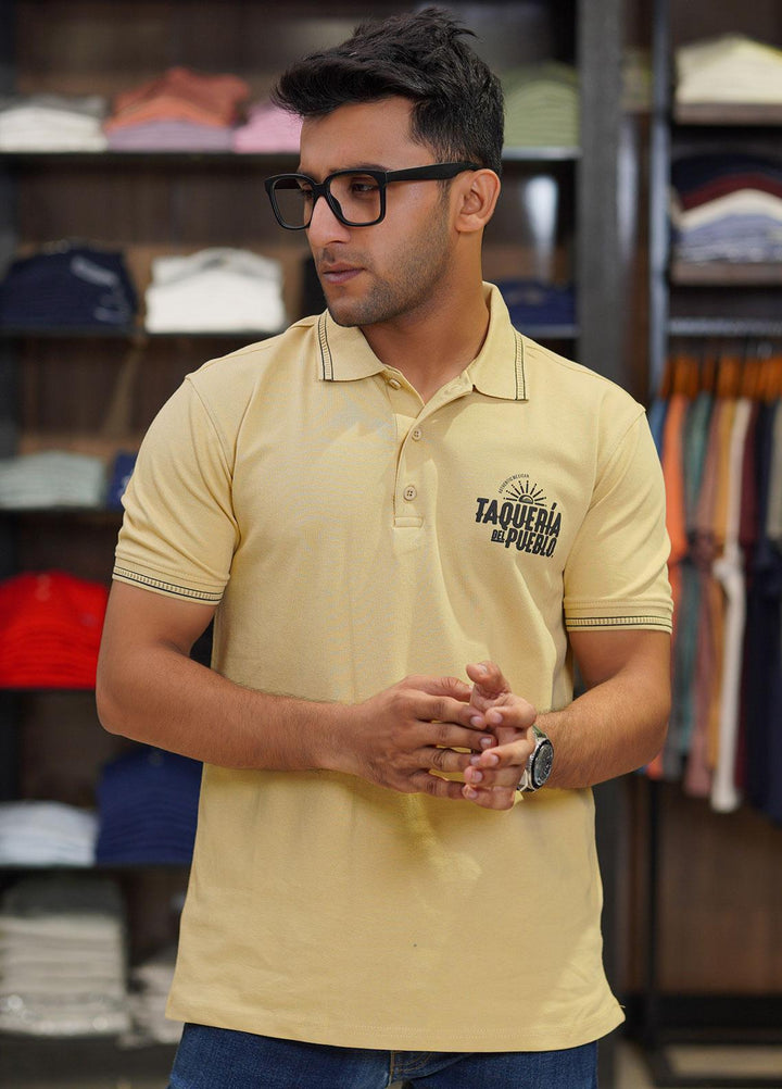 Sanaulla Exclusive Range Cotton Polo for Men - D-6169 Fawn