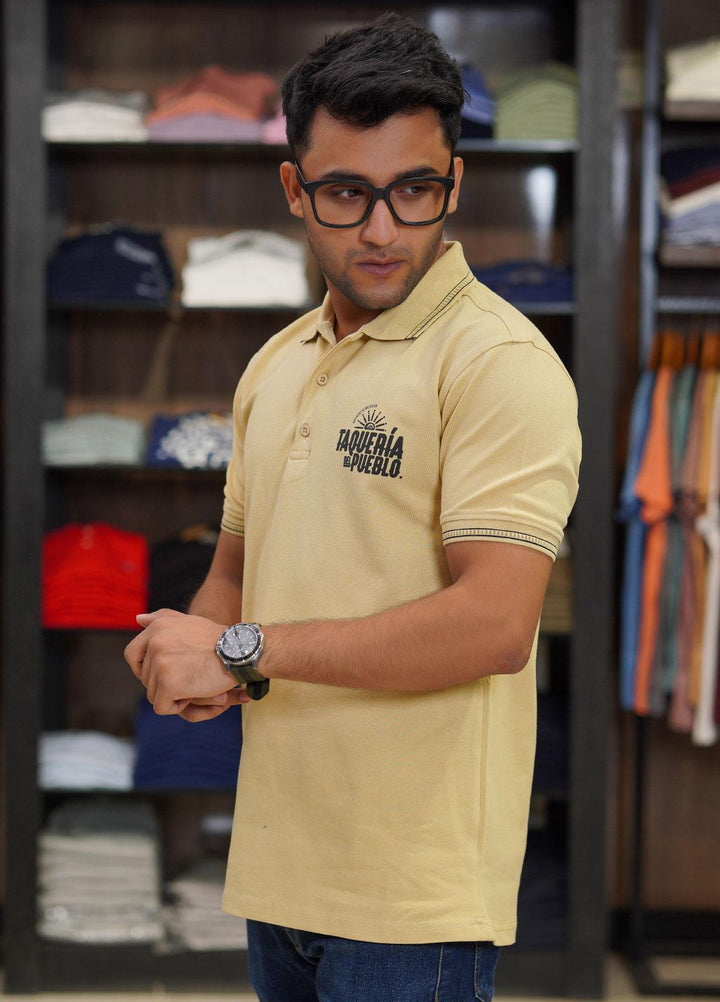 Sanaulla Exclusive Range Cotton Polo for Men - D-6169 Fawn