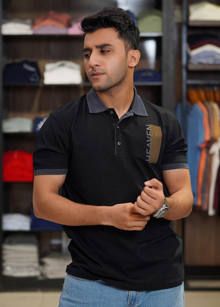 Sanaulla Exclusive Range Cotton Polo for Men - D-6173 Black