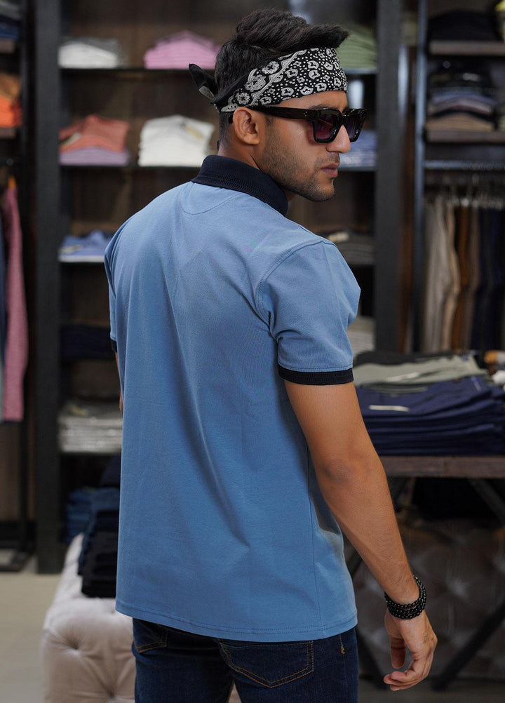 Sanaulla Exclusive Range Cotton Polo for Men - D-6173 Light Blue