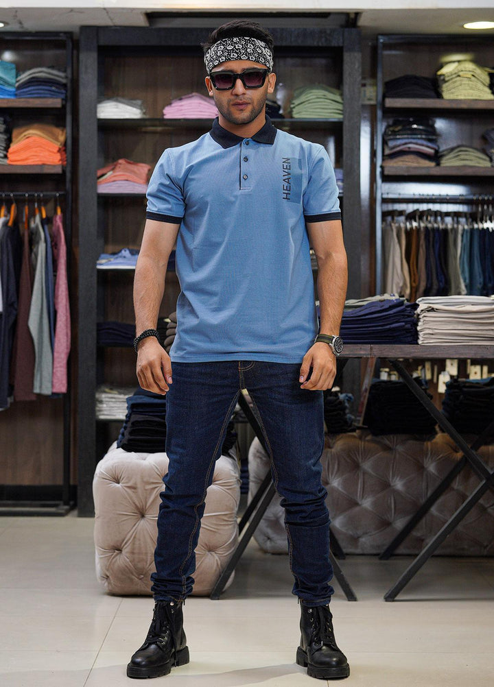 Sanaulla Exclusive Range Cotton Polo for Men - D-6173 Light Blue