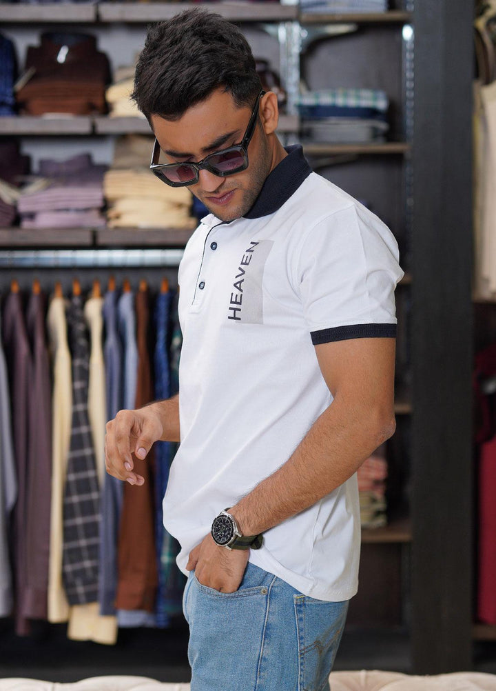 Sanaulla Exclusive Range Cotton Polo for Men - D-6173 White