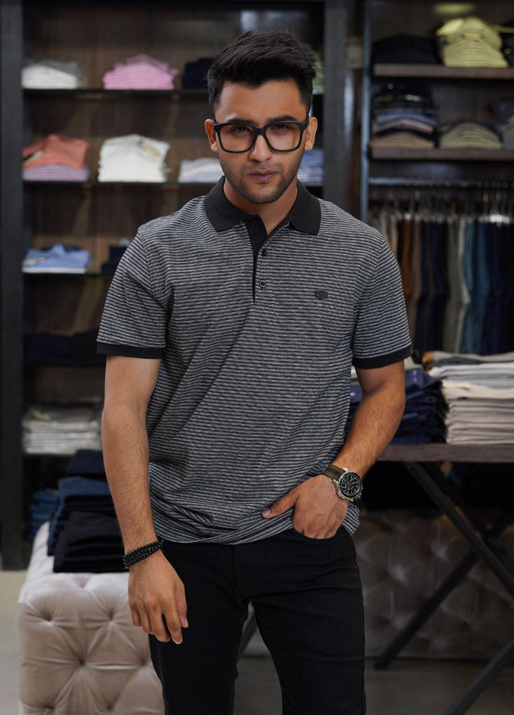 Sanaulla Exclusive Range Cotton Polo for Men - D-6315 Black