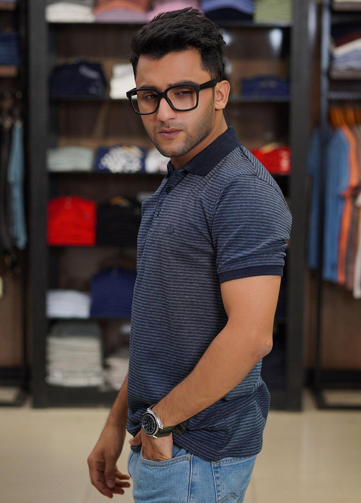 Sanaulla Exclusive Range Cotton Polo for Men - D-6315 Dark Blue