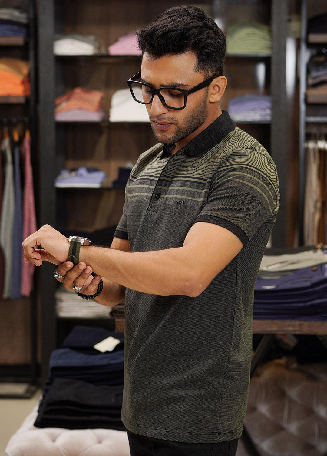 Sanaulla Exclusive Range Cotton Polo for Men - D-6367 Mehandi