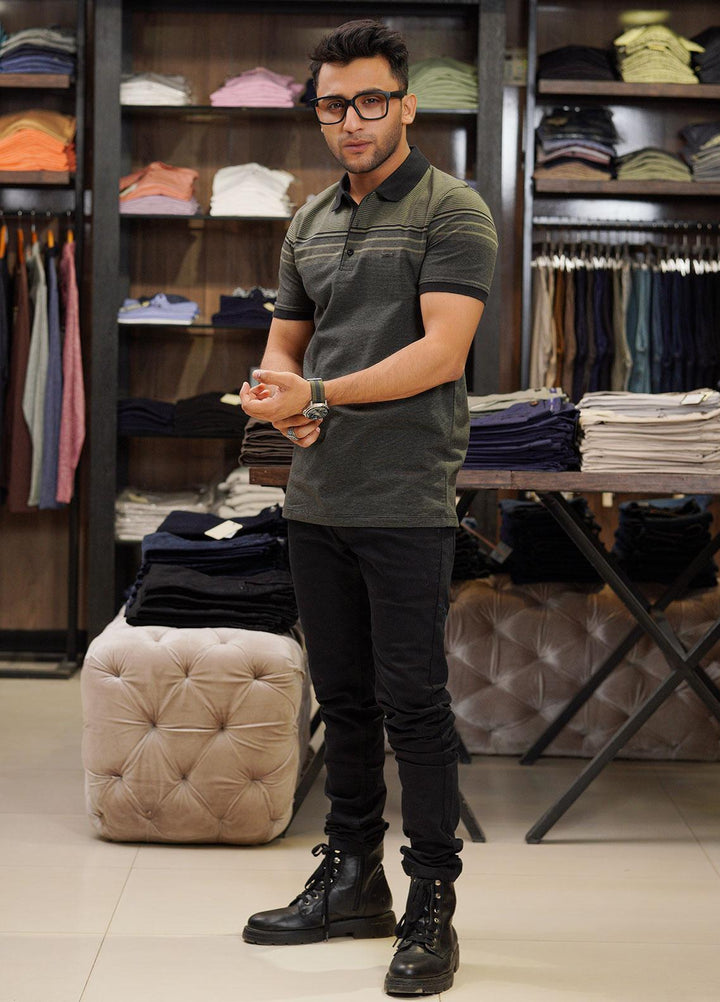 Sanaulla Exclusive Range Cotton Polo for Men - D-6367 Mehandi