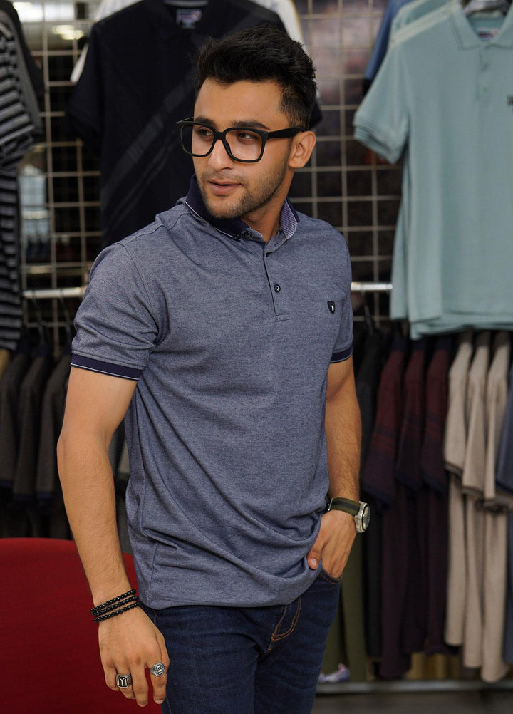 Sanaulla Exclusive Range Cotton Polo for Men - D-6371 Blue