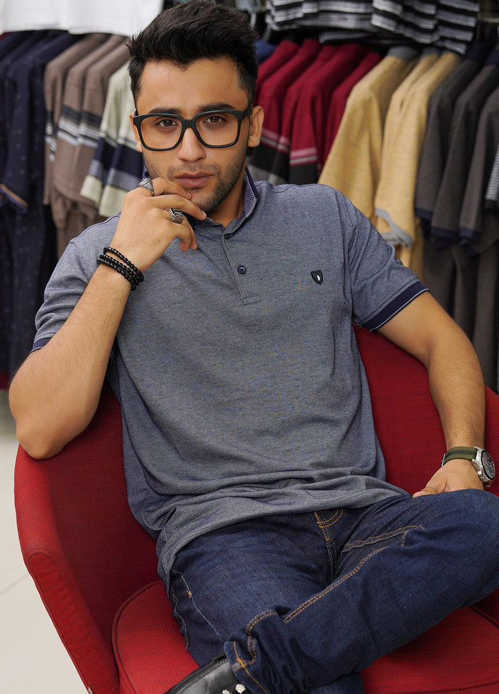 Sanaulla Exclusive Range Cotton Polo for Men - D-6371 Blue