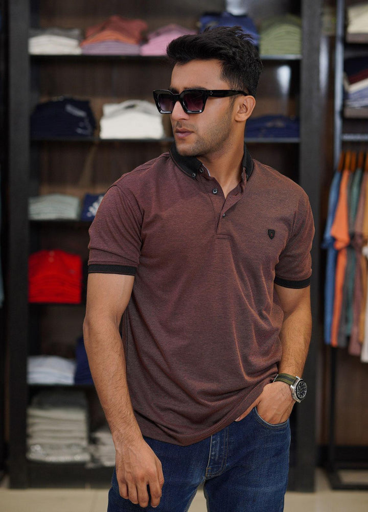 Sanaulla Exclusive Range Cotton Polo for Men - D-6371 Dark Brown