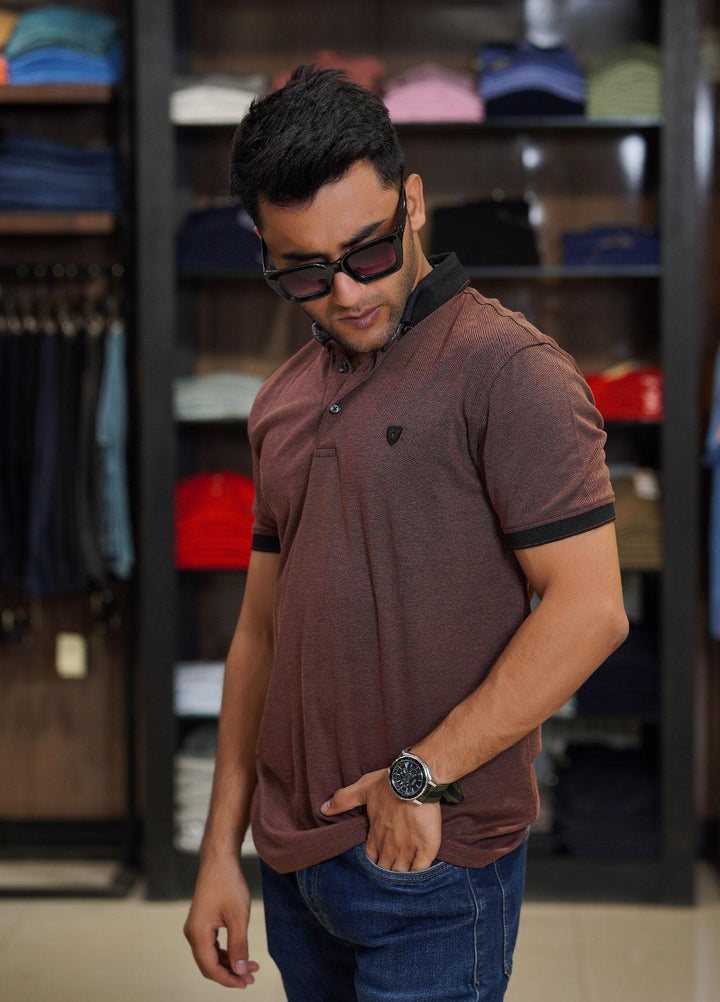 Sanaulla Exclusive Range Cotton Polo for Men - D-6371 Dark Brown