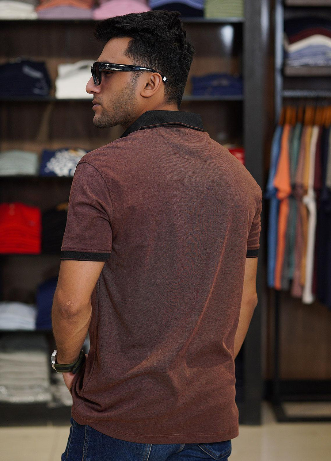 Sanaulla Exclusive Range Cotton Polo for Men - D-6371 Dark Brown