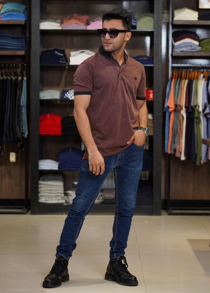 Sanaulla Exclusive Range Cotton Polo for Men - D-6371 Dark Brown