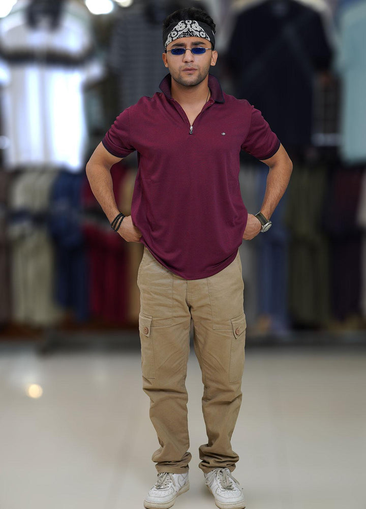 Sanaulla Exclusive Range Cotton Polo for Men - D-6439 Maroon