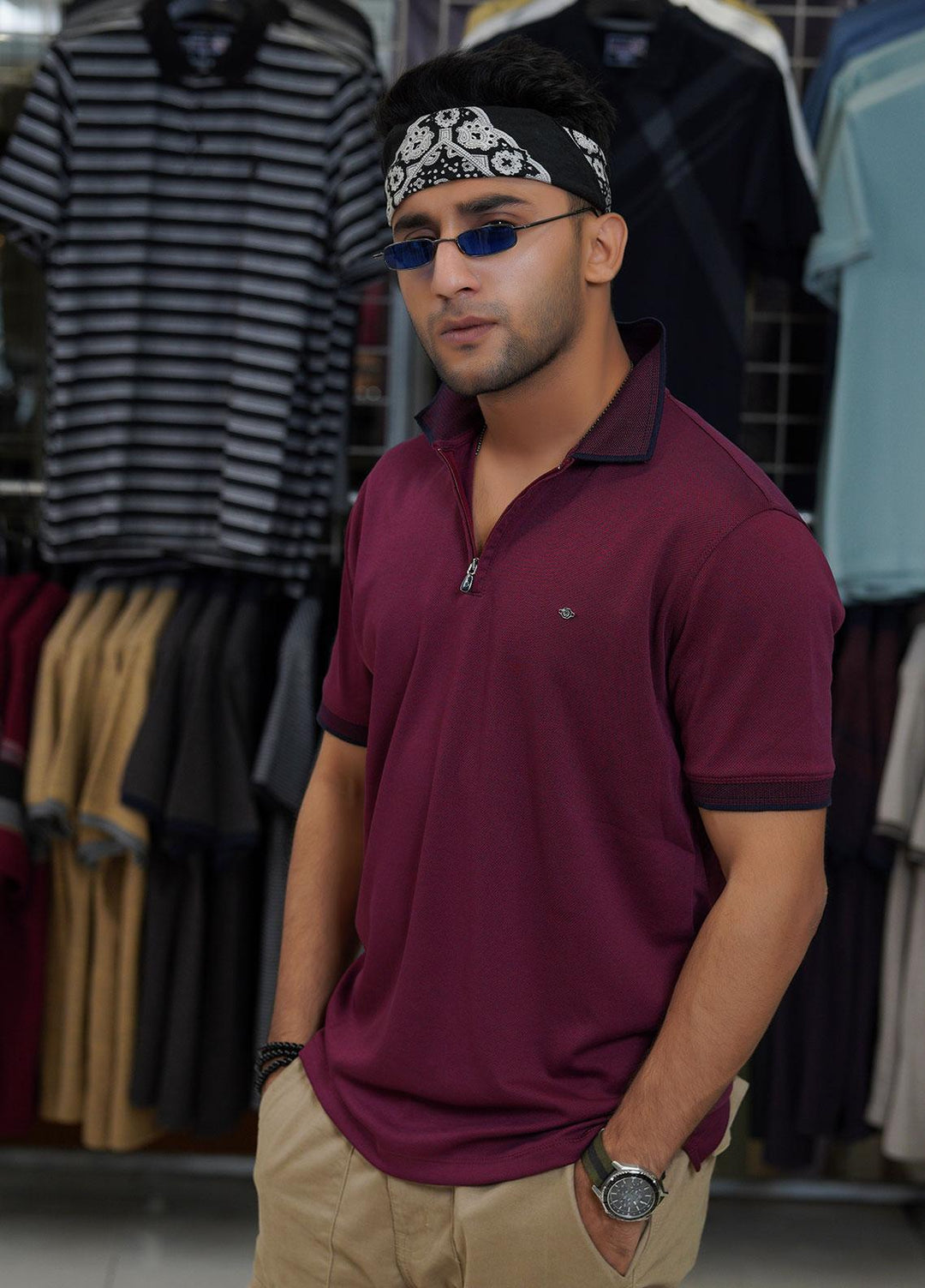 Sanaulla Exclusive Range Cotton Polo for Men - D-6439 Maroon