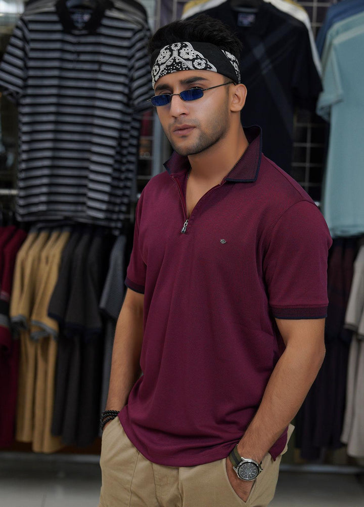 Sanaulla Exclusive Range Cotton Polo for Men - D-6439 Maroon