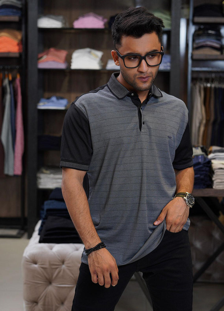 Sanaulla Exclusive Range Cotton Polo for Men - D-6451 Dark Grey