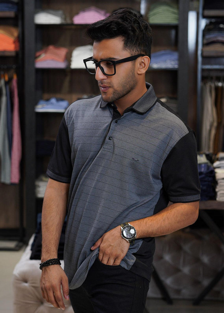 Sanaulla Exclusive Range Cotton Polo for Men - D-6451 Dark Grey