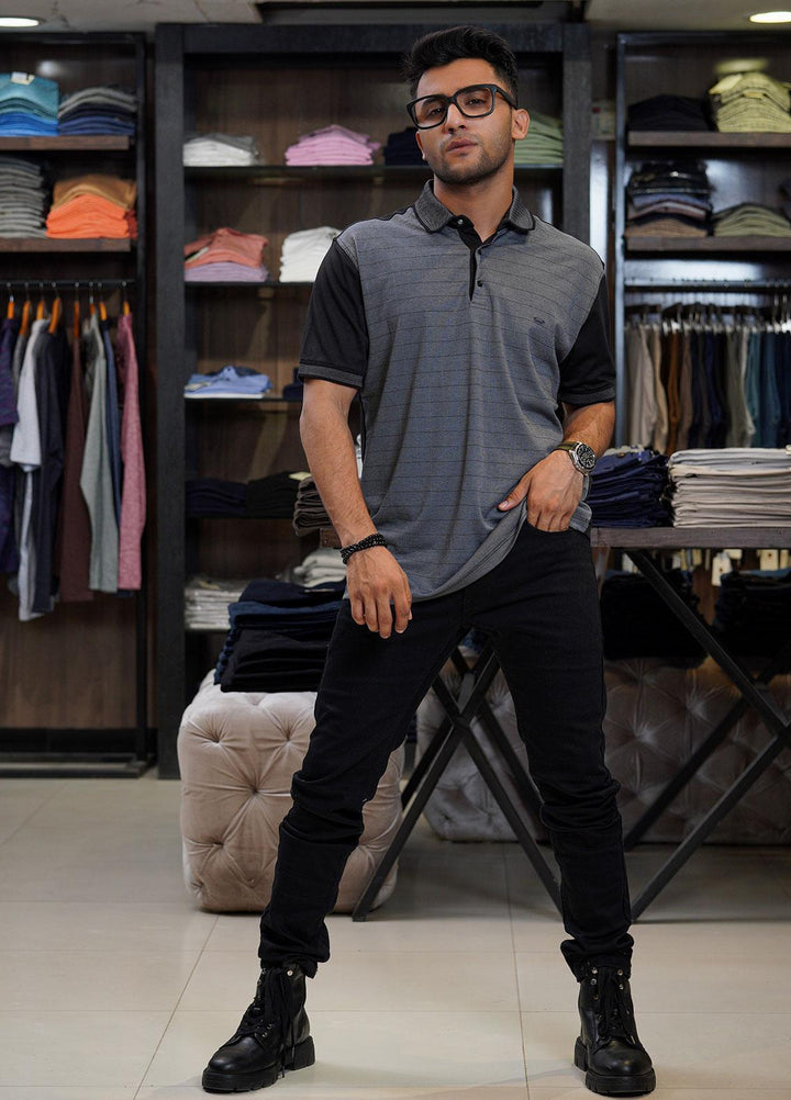 Sanaulla Exclusive Range Cotton Polo for Men - D-6451 Dark Grey