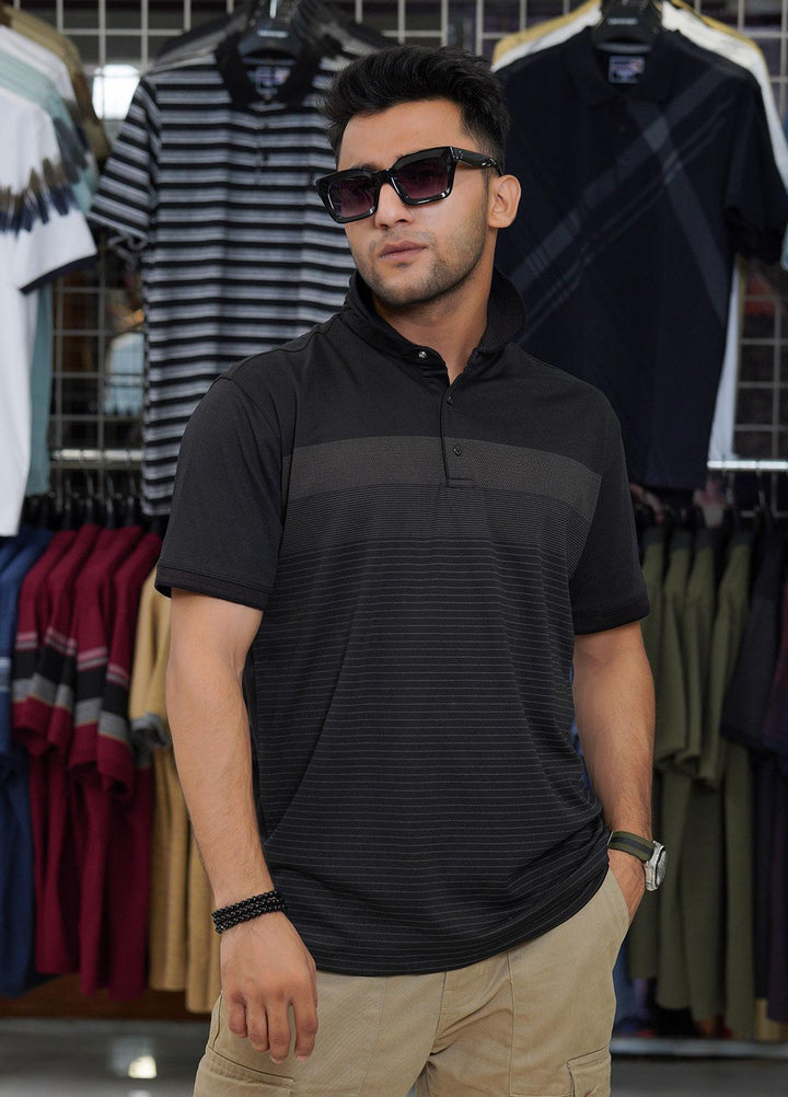 Sanaulla Exclusive Range Cotton Polo for Men - D-6461 Black