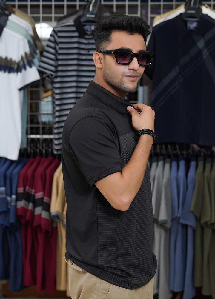 Sanaulla Exclusive Range Cotton Polo for Men - D-6461 Black