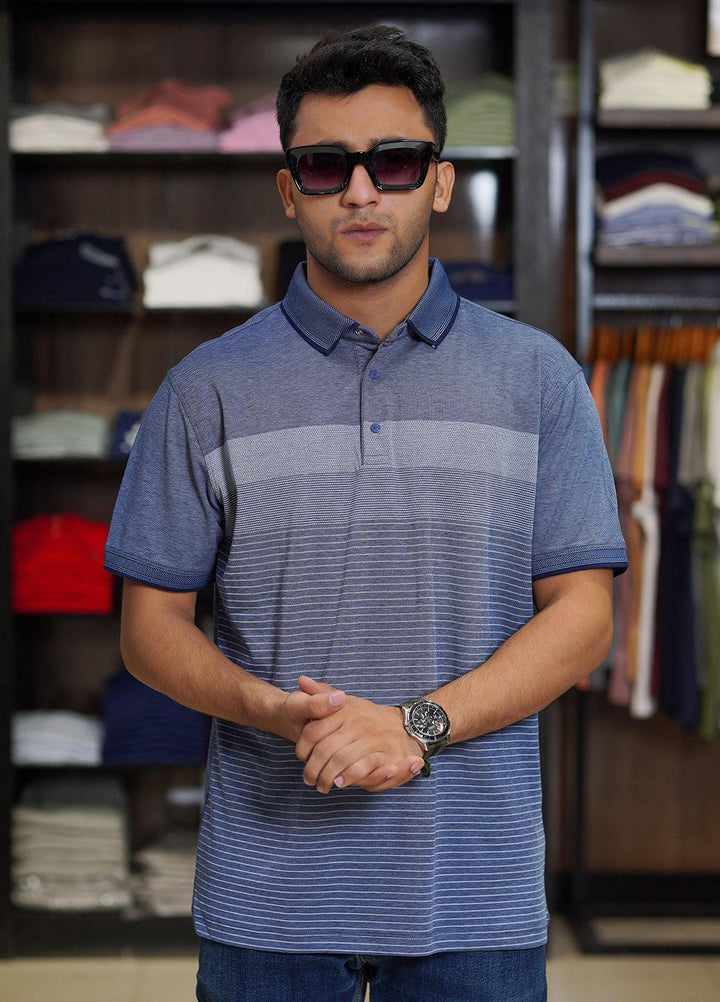 Sanaulla Exclusive Range Cotton Polo for Men - D-6461 Blue