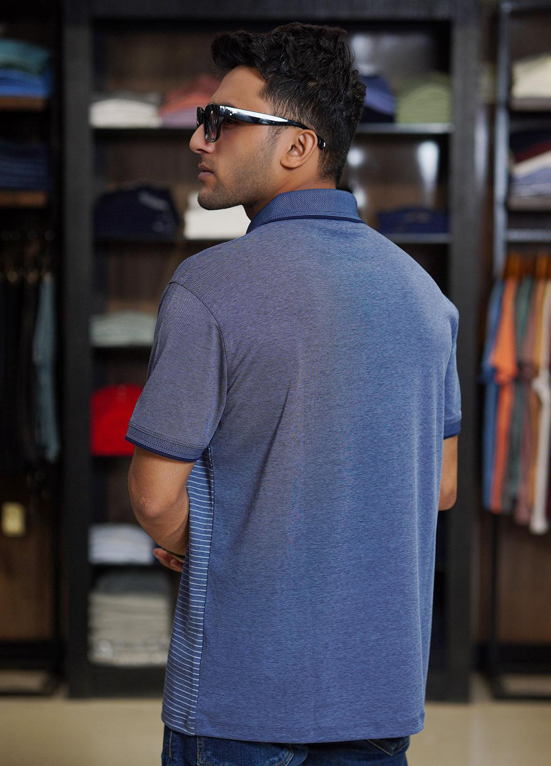 Sanaulla Exclusive Range Cotton Polo for Men - D-6461 Blue