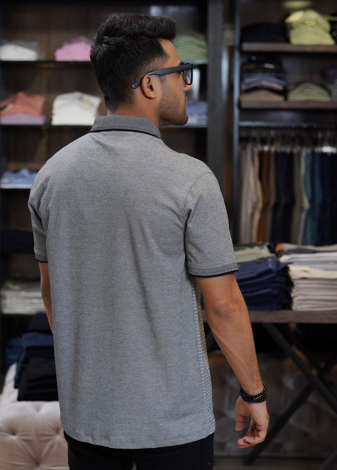 Sanaulla Exclusive Range Cotton Polo for Men - D-6461 Grey