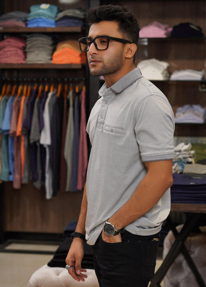 Sanaulla Exclusive Range Cotton Polo for Men - D-6551 Light Grey