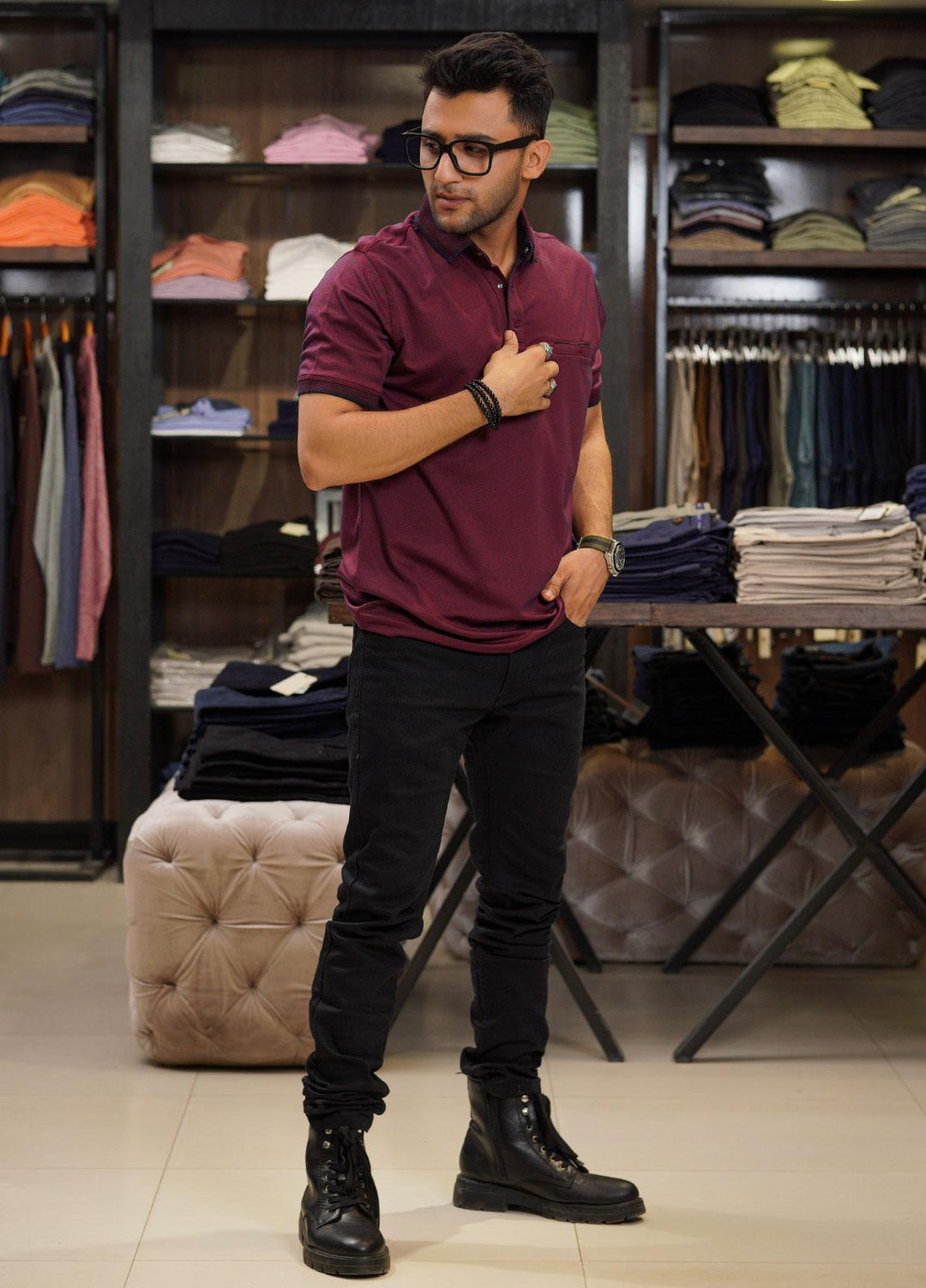 Sanaulla Exclusive Range Cotton Polo for Men - D-6551 Maroon