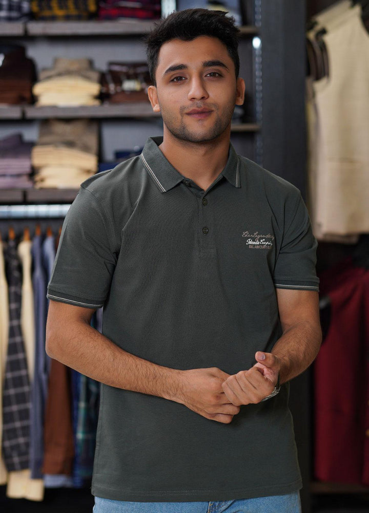 Sanaulla Exclusive Range Cotton Polo for Men - D-6565 Green
