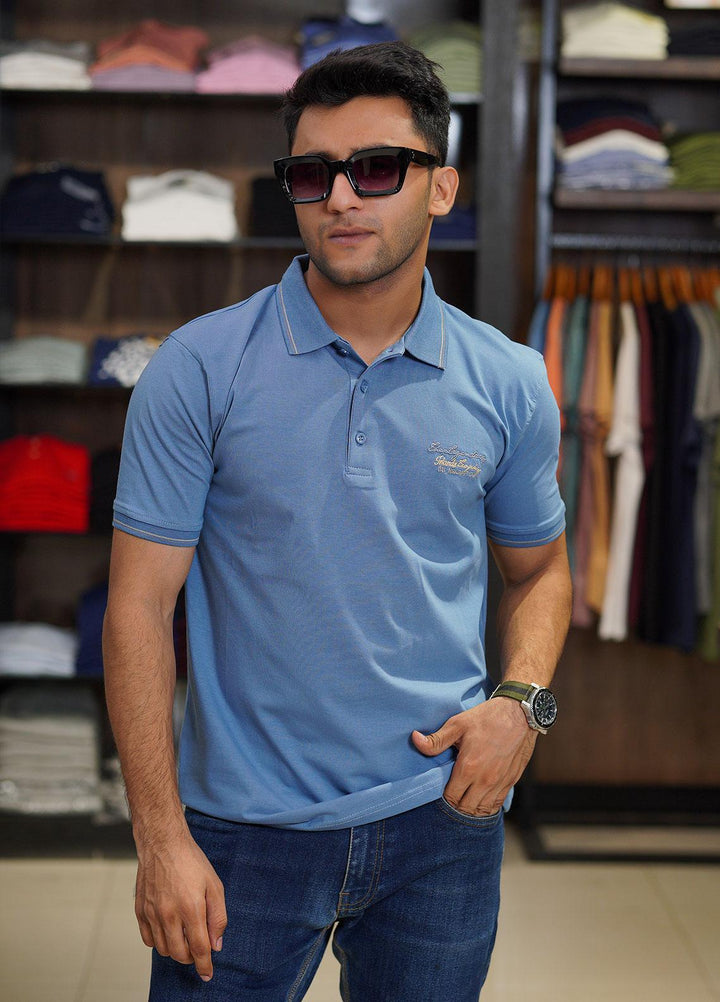 Sanaulla Exclusive Range Cotton Polo for Men - D-6565 Light Blue