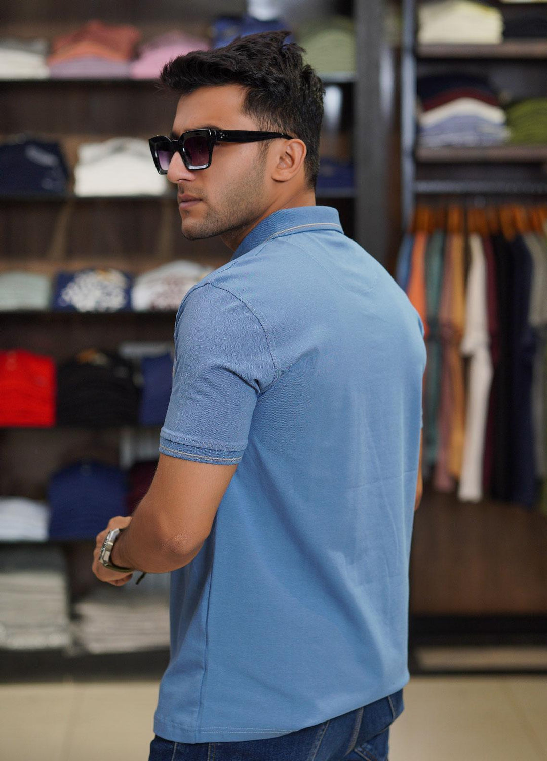 Sanaulla Exclusive Range Cotton Polo for Men - D-6565 Light Blue