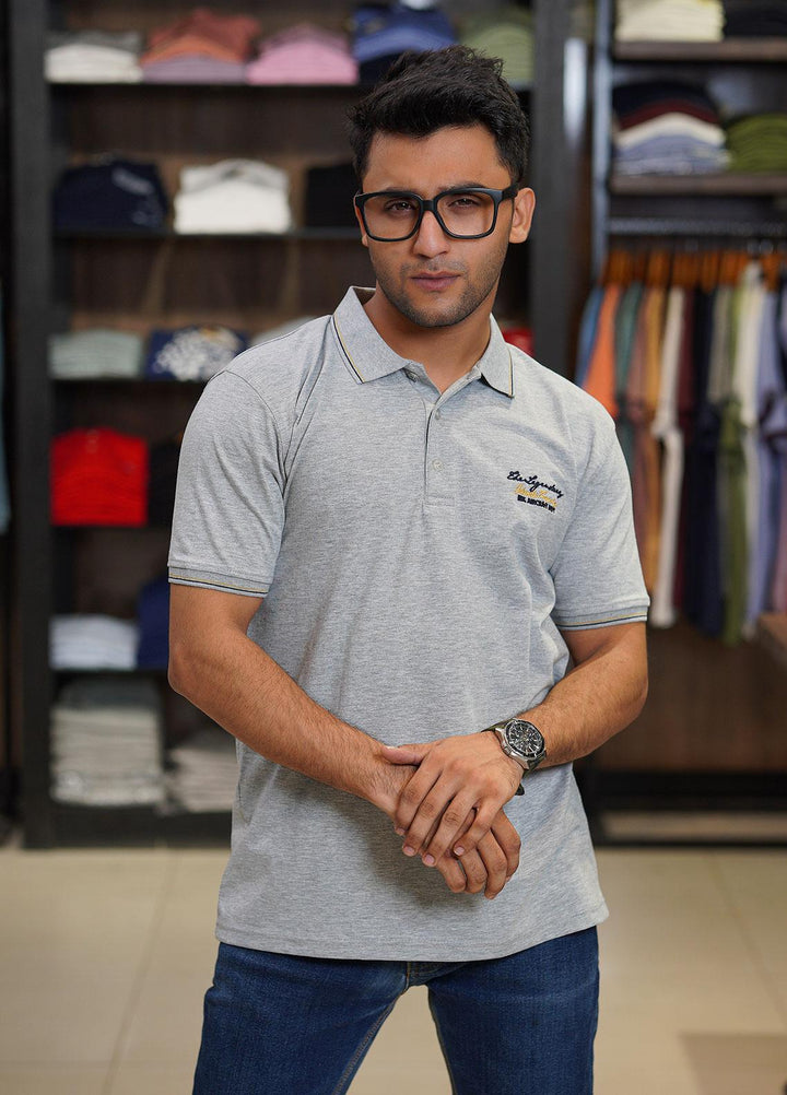 Sanaulla Exclusive Range Cotton Polo for Men - D-6565 Light Grey