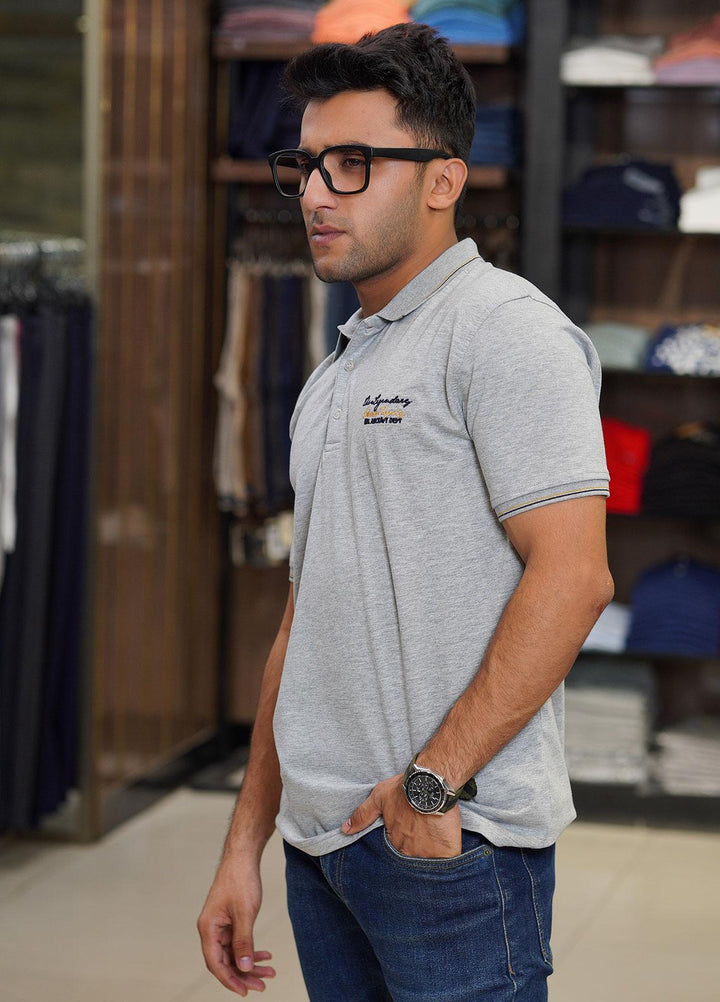 Sanaulla Exclusive Range Cotton Polo for Men - D-6565 Light Grey