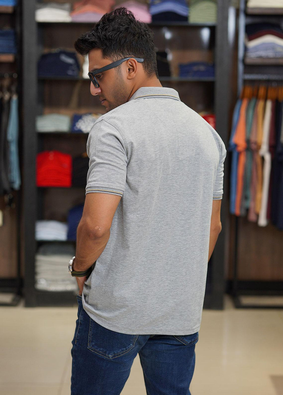 Sanaulla Exclusive Range Cotton Polo for Men - D-6565 Light Grey