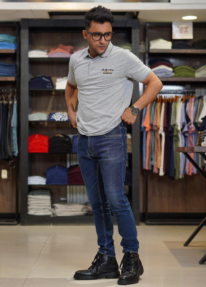 Sanaulla Exclusive Range Cotton Polo for Men - D-6565 Light Grey