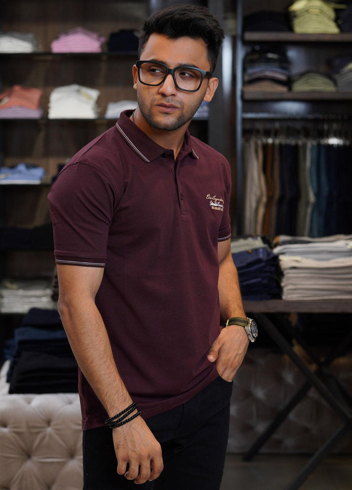 Sanaulla Exclusive Range Cotton Polo for Men - D-6565 Maroon