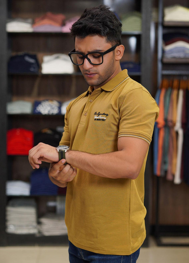 Sanaulla Exclusive Range Cotton Polo for Men - D-6565 Mustard