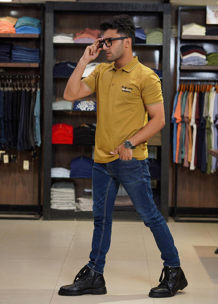 Sanaulla Exclusive Range Cotton Polo for Men - D-6565 Mustard