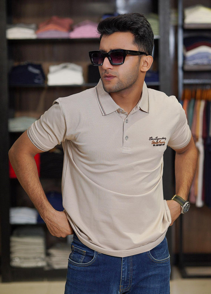 Sanaulla Exclusive Range Cotton Polo for Men - D-6565 Skin