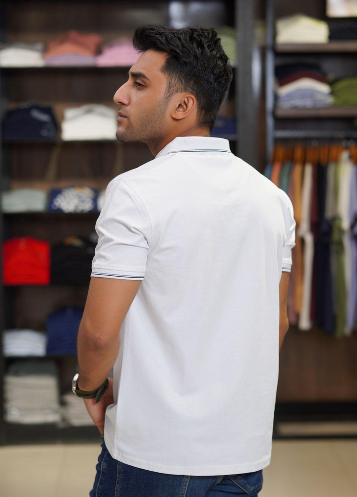 Sanaulla Exclusive Range Cotton Polo for Men - D-6565 White