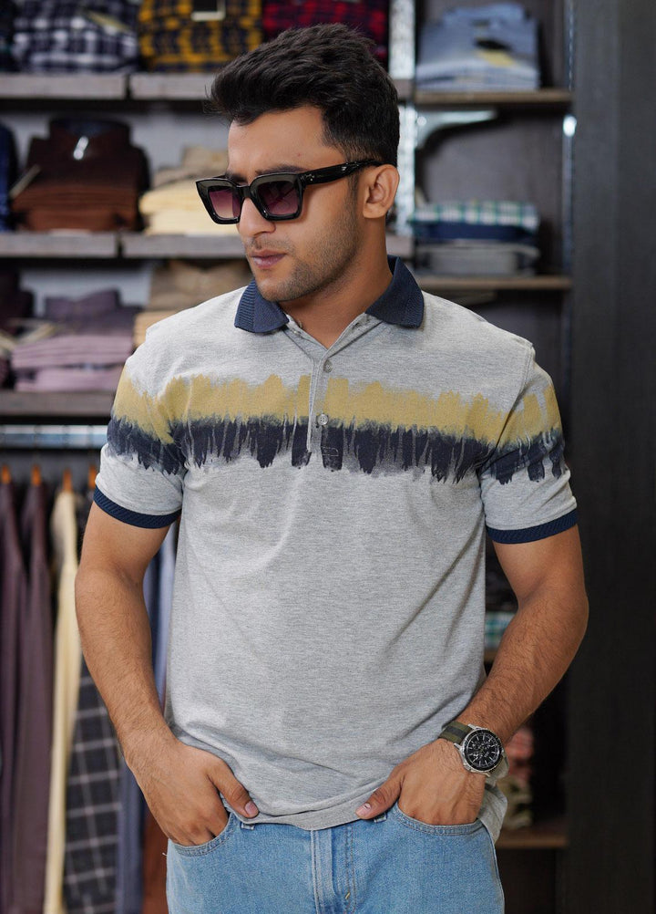 Sanaulla Exclusive Range Cotton Polo for Men - D-6605 Light Grey