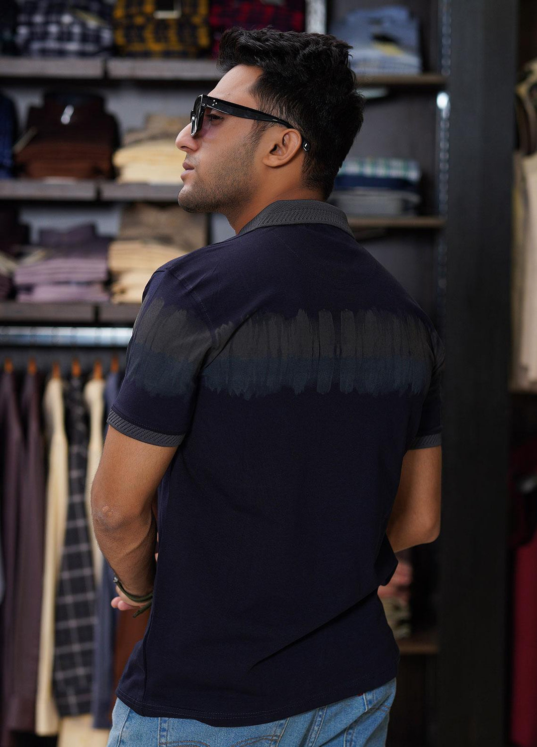 Sanaulla Exclusive Range Cotton Polo for Men - D-6605 Navy Blue