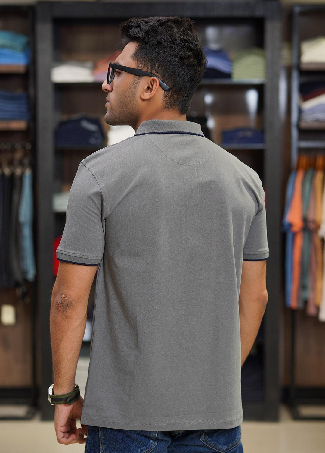 Sanaulla Exclusive Range Cotton Polo for Men - D-6611 Grey