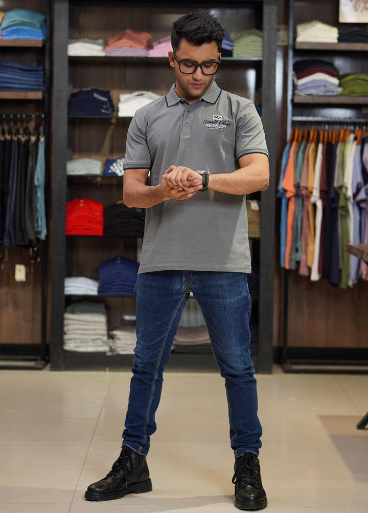 Sanaulla Exclusive Range Cotton Polo for Men - D-6611 Grey