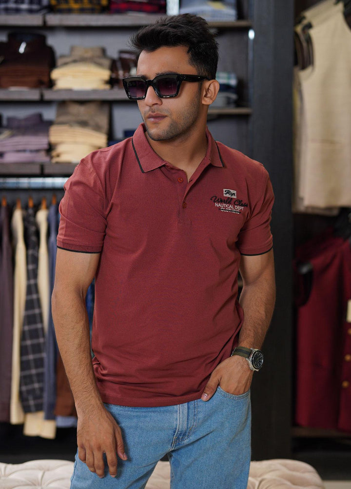 Sanaulla Exclusive Range Cotton Polo for Men - D-6611 Rust