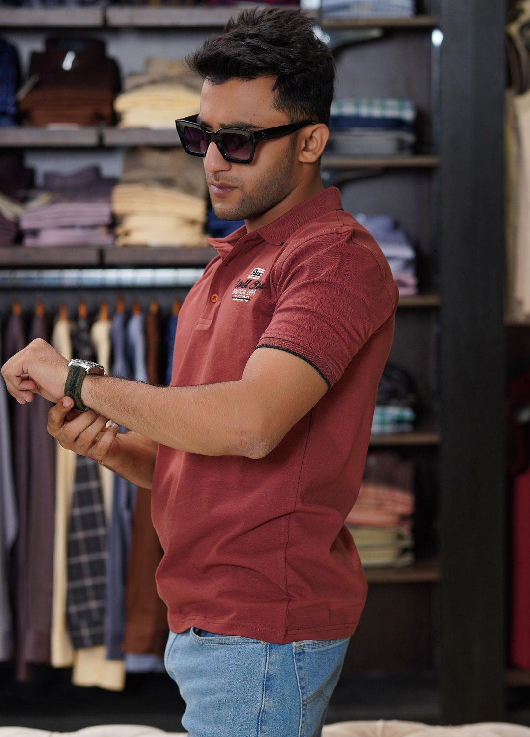 Sanaulla Exclusive Range Cotton Polo for Men - D-6611 Rust